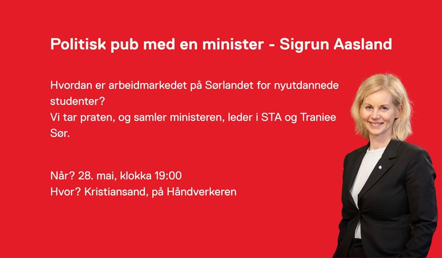 Åpent møte med Sigrun Aasland på Håndverkeren: Får du jobb av å studere?
