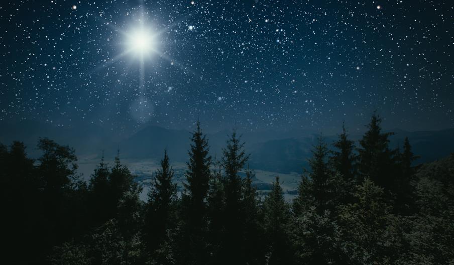 Illustrasjon av en stjernehimmel.