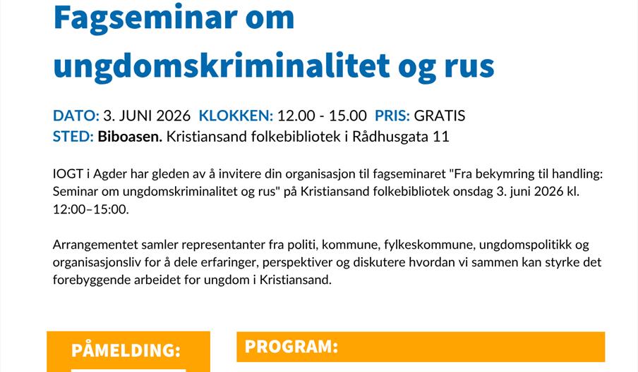 Fra bekymring til handling: Fagseminar om ungdomskriminalitet og rus