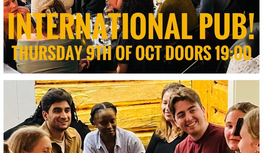 plakat for international pub 9.oktober på Steenhuset vinbar