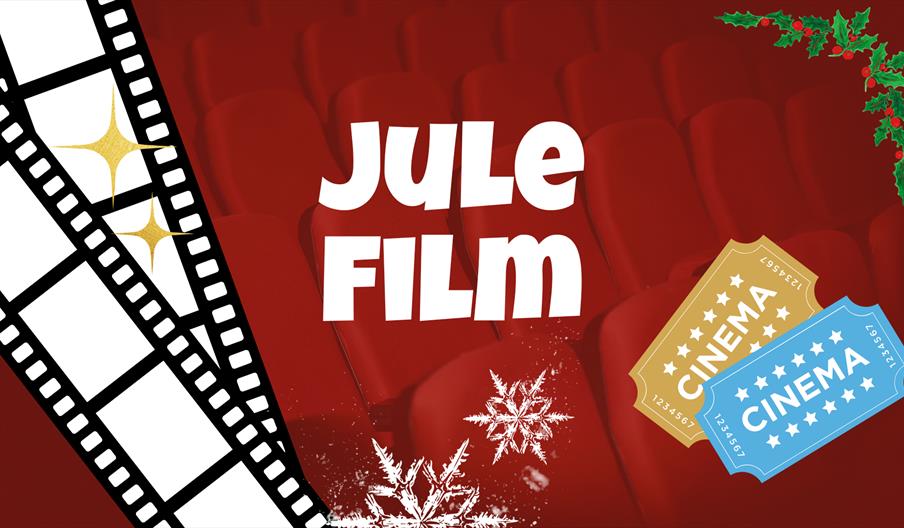 Bilde av kinosalseter, med teksten "Film" på.