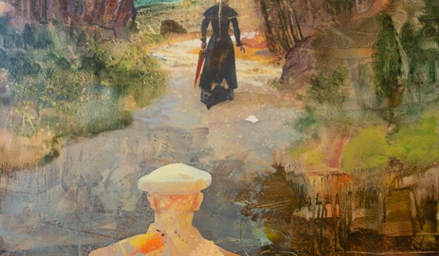 Kunstverket "Lommetørkle" av Peter Esdaile har hentet inspirasjon fra Hamsuns Mysterier. Verket vises i Hamsun-utstillingen i sommer.