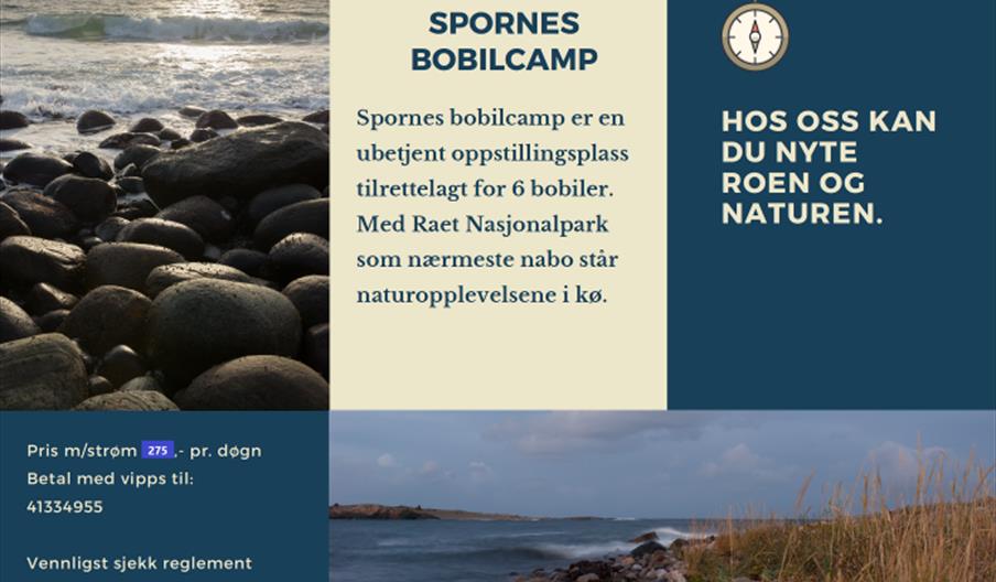 plakat med info om Spornes bobilparkering