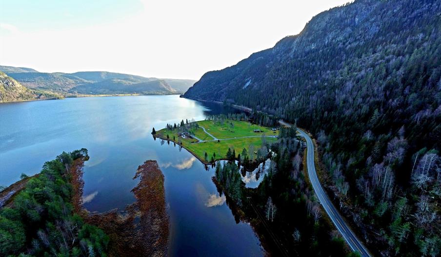 View over Støylen camping, Setesdal