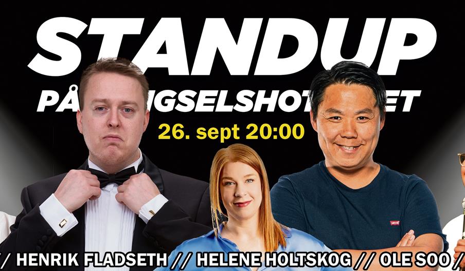 bilde av 5 standupkomikere