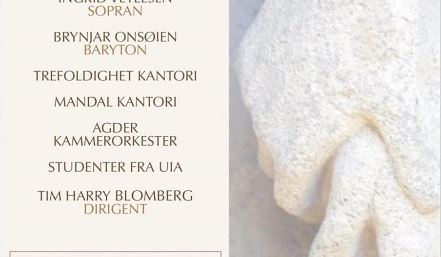 Konserten er et samarbeid mellom Mandal Kantori, Trefoldighet Kantori fra Arendal og Agder kammerorkester.