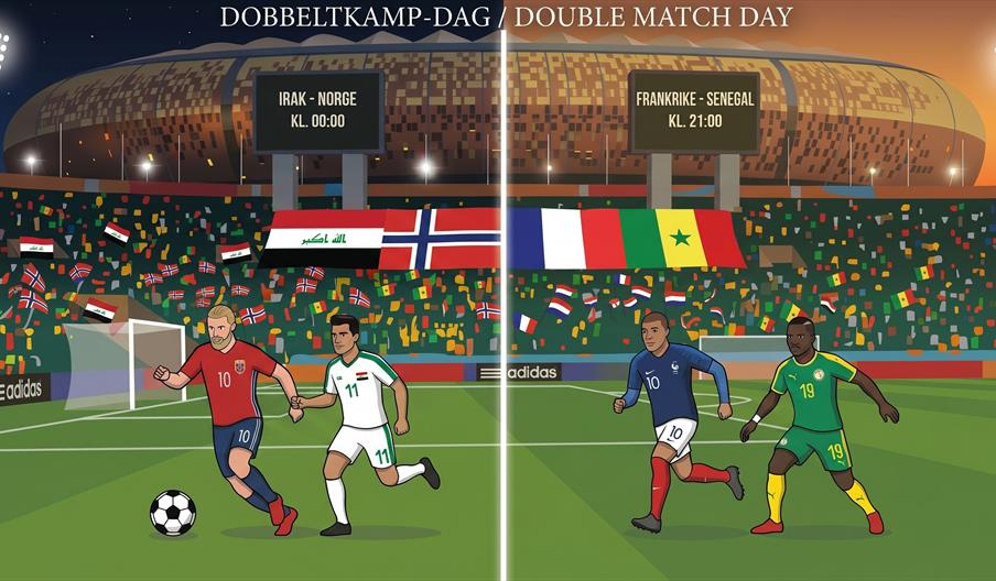 Irak - Norge kl. 00:00 / Frankrike - Senegal kl. 21:00