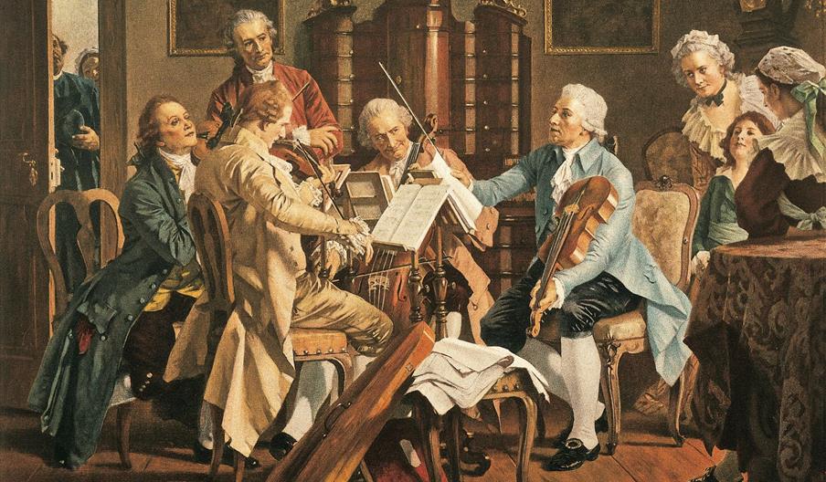 Bilde av Joseph Haydn med en strykekvartett