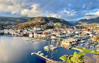 Oversiktsbilde av Flekkefjord sentrum