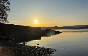 strand i solnedgang