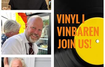 plakat for vinyl i vinbaren på Steenhuset med bilde av Pål Koren, Lars Pedersen og Mats Aronsen.