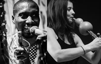 to bilder av musikerne Young og Conteh