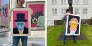 Mann holder galleribilde