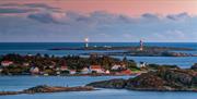 The island Merdø and the two lighthouses Store and Lille Torungen. Arendal, Norway.
