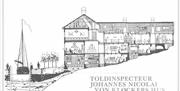 Arkitekttegning av Kløckers Hus - Arendal Bymuseum