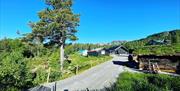 Utikt fra kafe - fjell