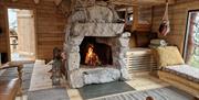 Fireplace in cabin