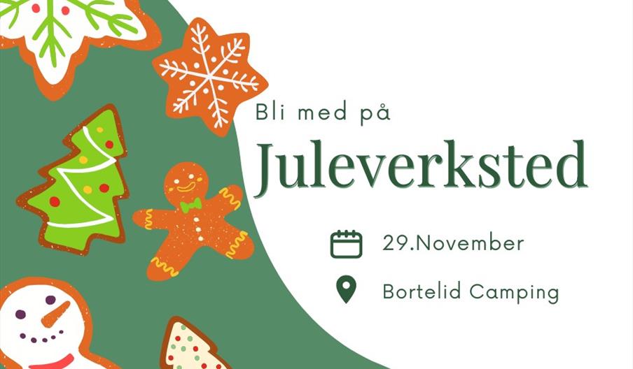 Grønn og hvit plakat med små julefigurer Grønn og hvit plakat med små julefigurer